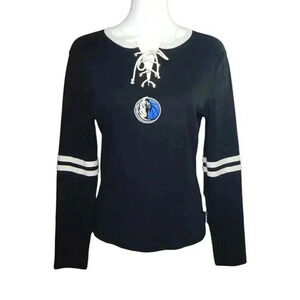 Roger Edwards Dallas Mavericks Women's Shirt Size L Black Logo Long Sleeve NBA